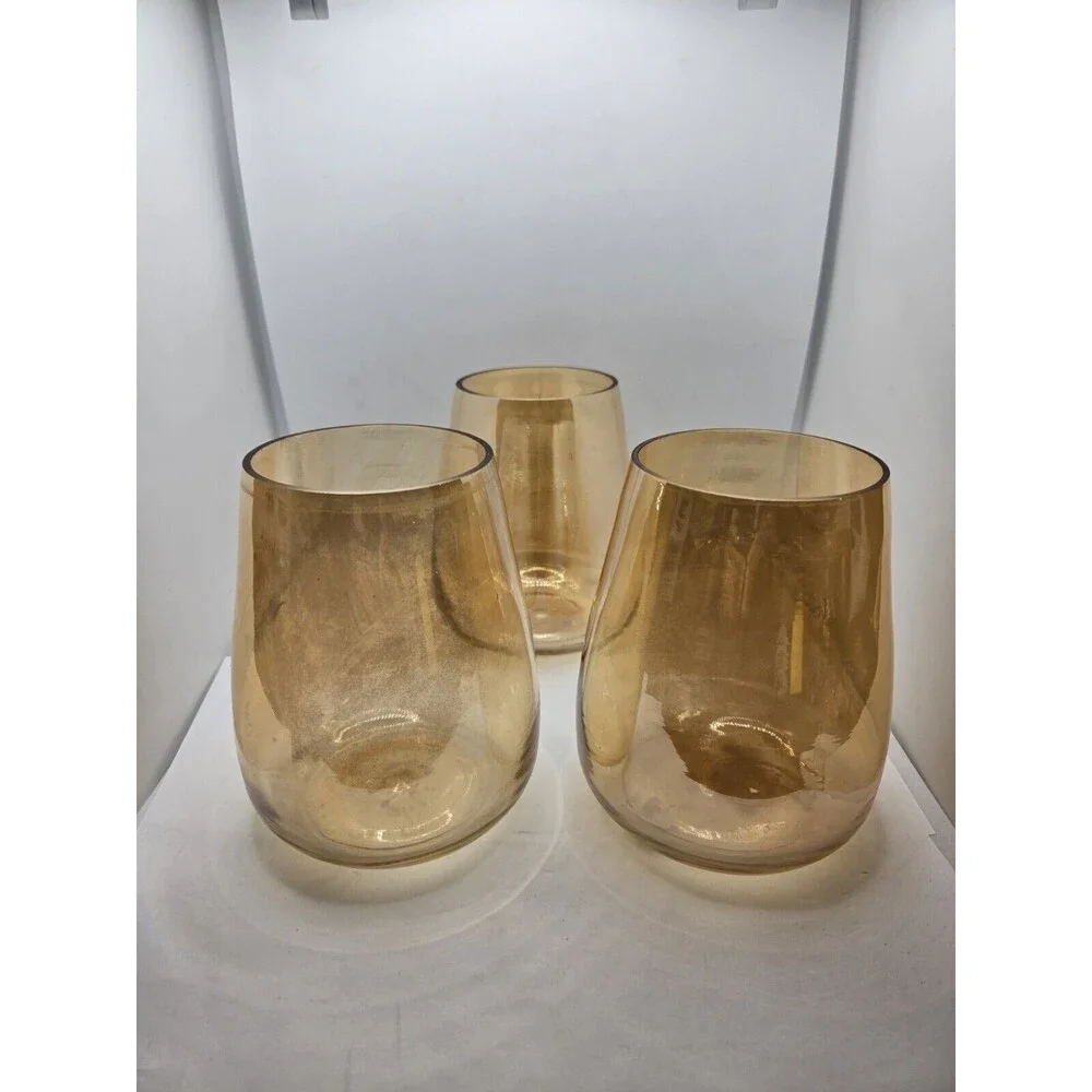 Marigold Hand Blown Candle Holders 3 pc Set